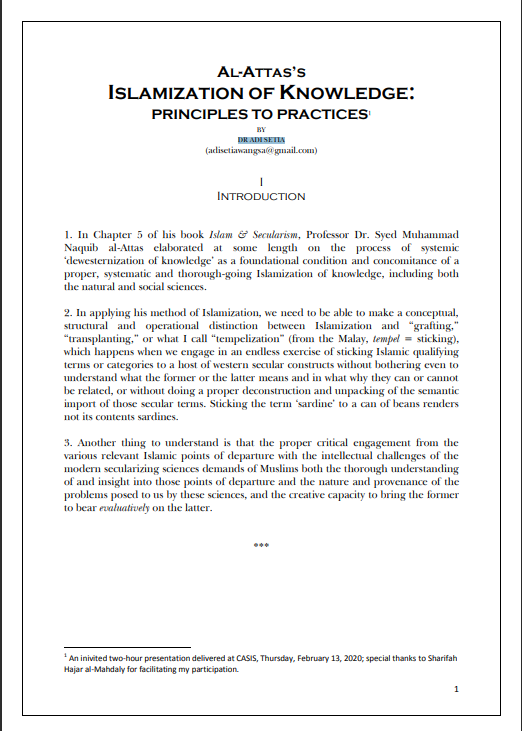 AL-ATTAS’S ISLAMIZATION OF KNOWLEDGE